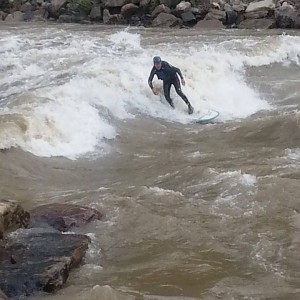 Surfing Animas River in Durango, CO