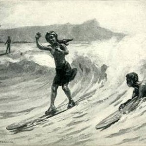 Favorite-sport-of-Surf-Riding-Woodcut-1907