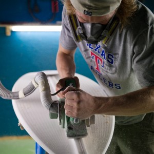 Gerwin Shaping one of his Delight Alliance Boards