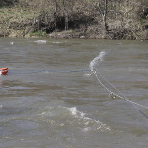 River Boat Measuring the River