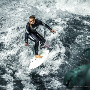River Surfing Girl