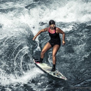 River Surfing Female Action